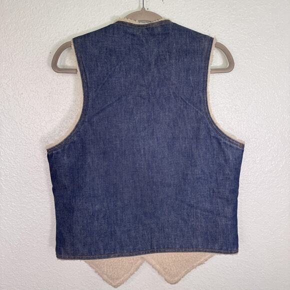 Vintage Levis Vest Mens Medium Denim Sherpa Lined Orange Tab Western Vtg 70s - Picture 2 of 16